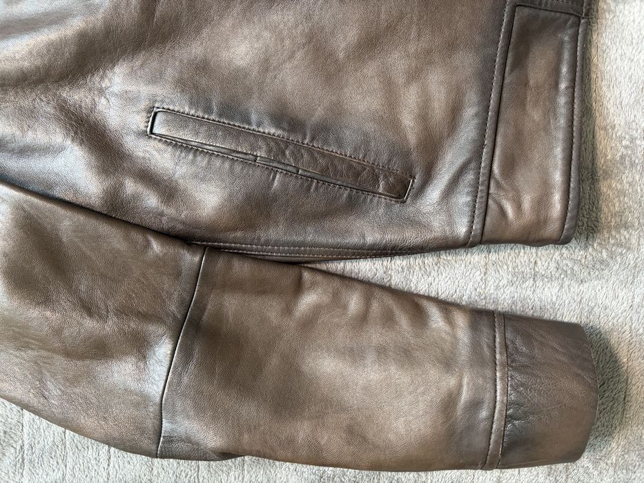 Geaca piele primavara maro bomber/biker massio dutti barbati