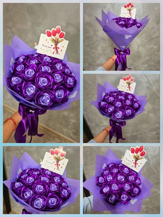 Букет от сатенени рози