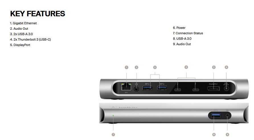 Belkin Thunderbolt™ 3 Express Dock HD, F4U095