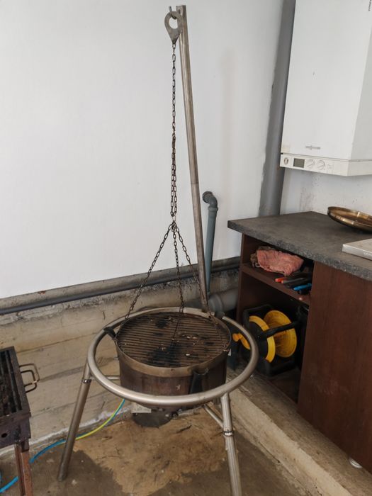 Gretar pe gaz și lemne Inox complet