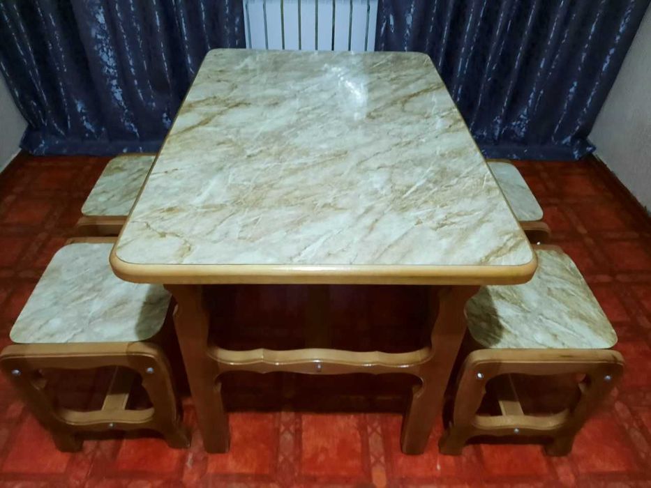 Деревянный НОВЫЙ Стол + 4 Табуретки/Стулья Дерево Сосна+Качество