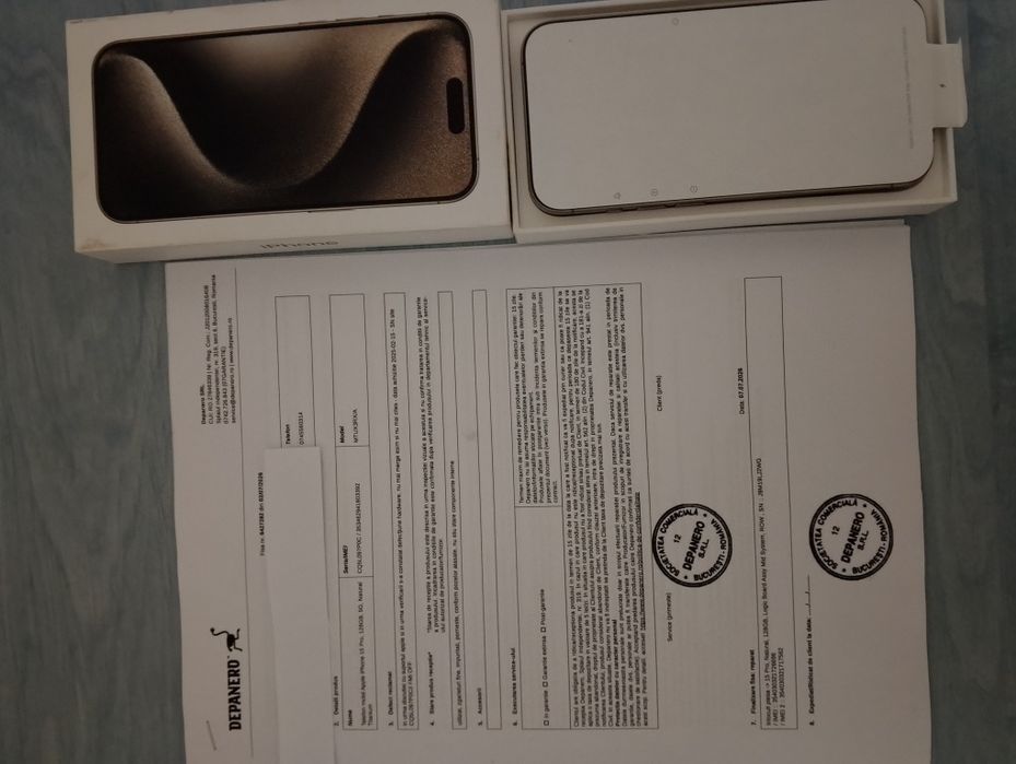 iPhone 15 Pro 128GB Natural Titanium – Placă de bază NOUĂ (Schimbat oficial Depanero)