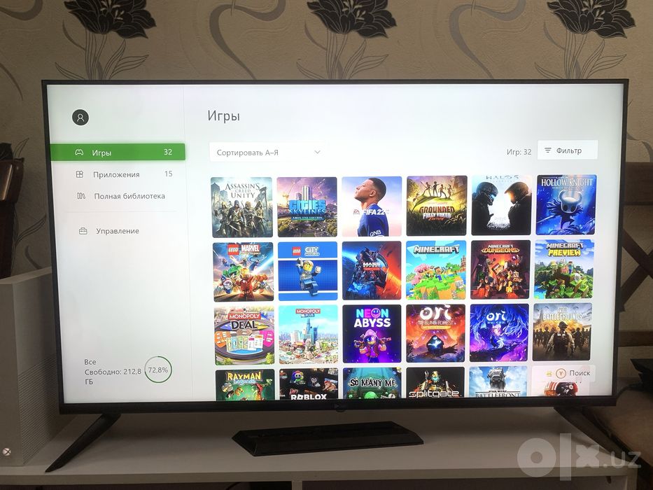 Xbox one S 1tb hotira+30 ta uyin+3 ta disk binus