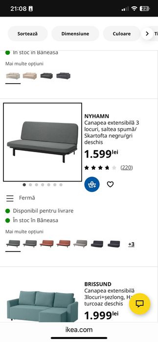 Canapea extensibila 3 locuri