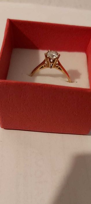 Inel logodna aur 18 carate, cu diamant 0,50 carate model vintage.