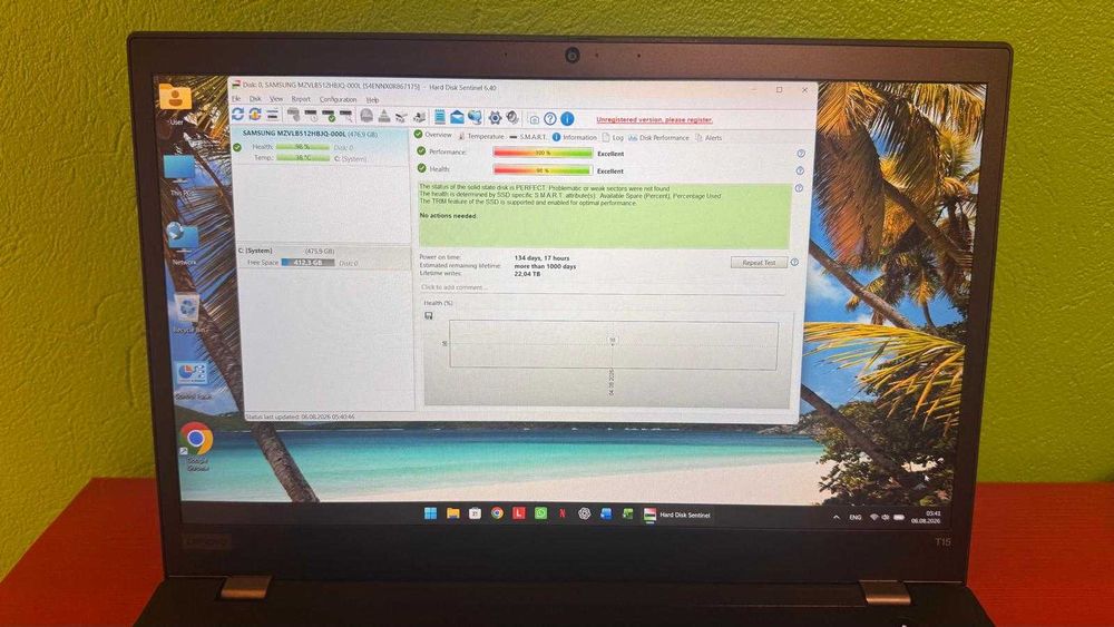 Thinkpad T15 Gen 2i, core I7-1185G7, 32 GB RAM, 512 GB NVME Samsung