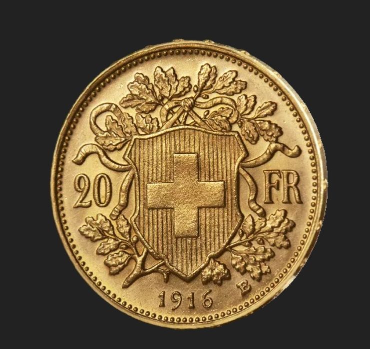 Златна монета 20 франка Швейцария