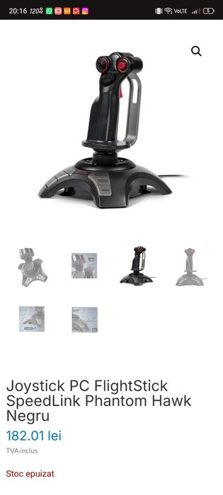 Joystick PC FlightStick SpeedLink Phantom Hawk Negru