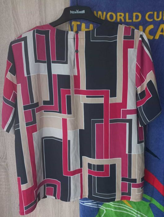 Ticou/Bluza femei Kathy Che New York marimea XL Red/Khaki Blocks
