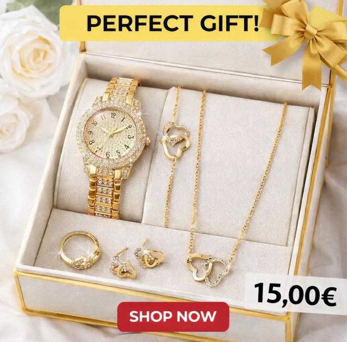 Елегантен комплект с часовник и бижута