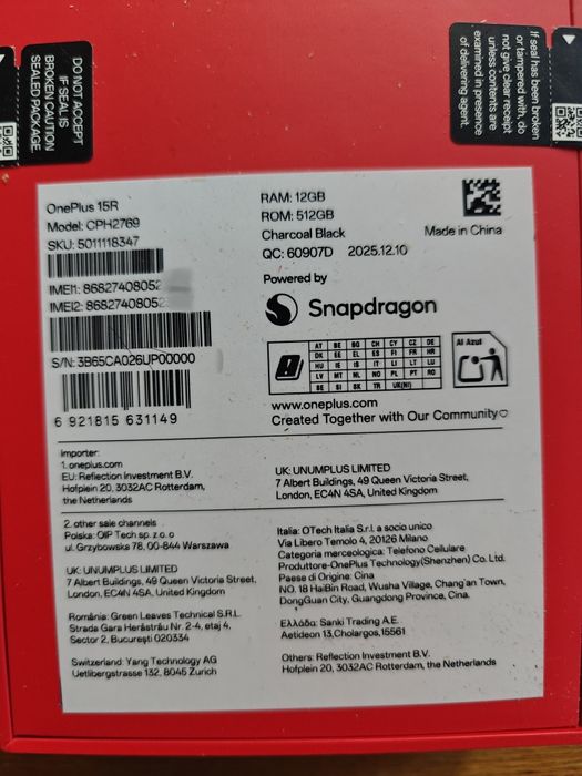 Oneplus 15R 12/512 Charcoal Black