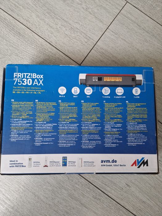 Router fara fir, AVM, FRITZ!Box 7530 AX Gigabit Ethernet Dual band, 2.