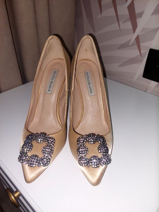 Туфли золото материал атласный