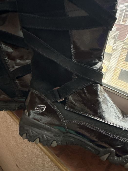 Ботуши ест.лак и велур-“Skechers”лимитирана серия