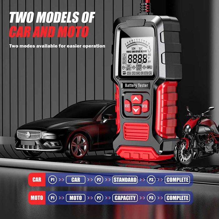 FOXSUR 12V/24V Професионален Цифров тестер за автомобилни акумулатори