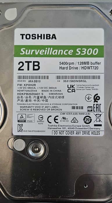 Vand HDD Toshiba S300 - 2TB - cu garantie (2 bucati/ pret pe bucata)