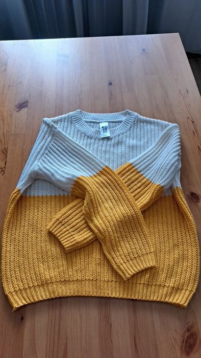 Pulover alb cu galben, C&A, 158-164