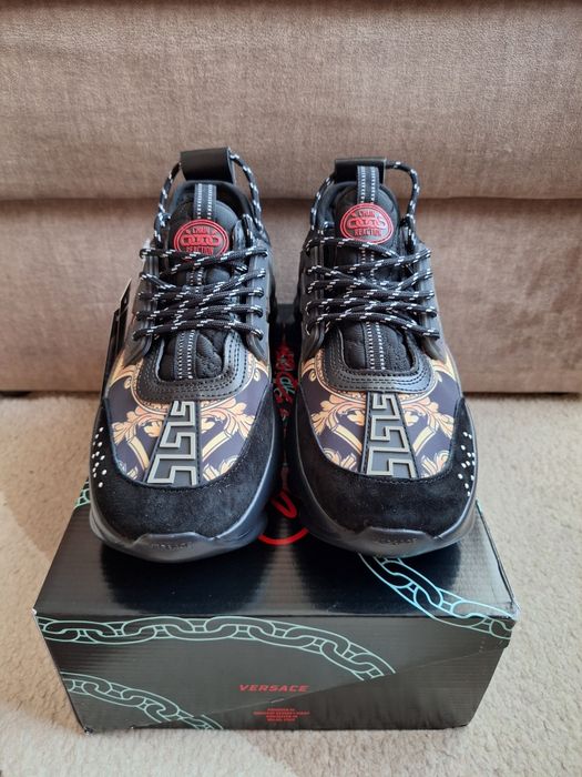 Papuci Versace Chain Reaction Negrii Gold 41