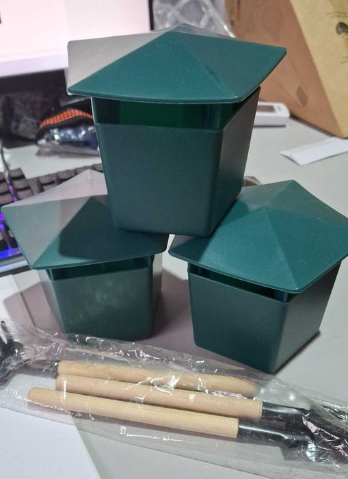 Set 3 capcane melci, reutilizabile, rezistente la intemperii, verzi