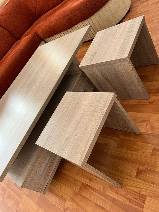 Холна маса с 2 табуретки Дъб Сонома