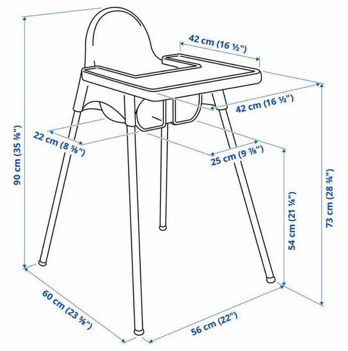 Vand scaun inalt cu tava pentru bebelusi | Model ANTILOP IKEA