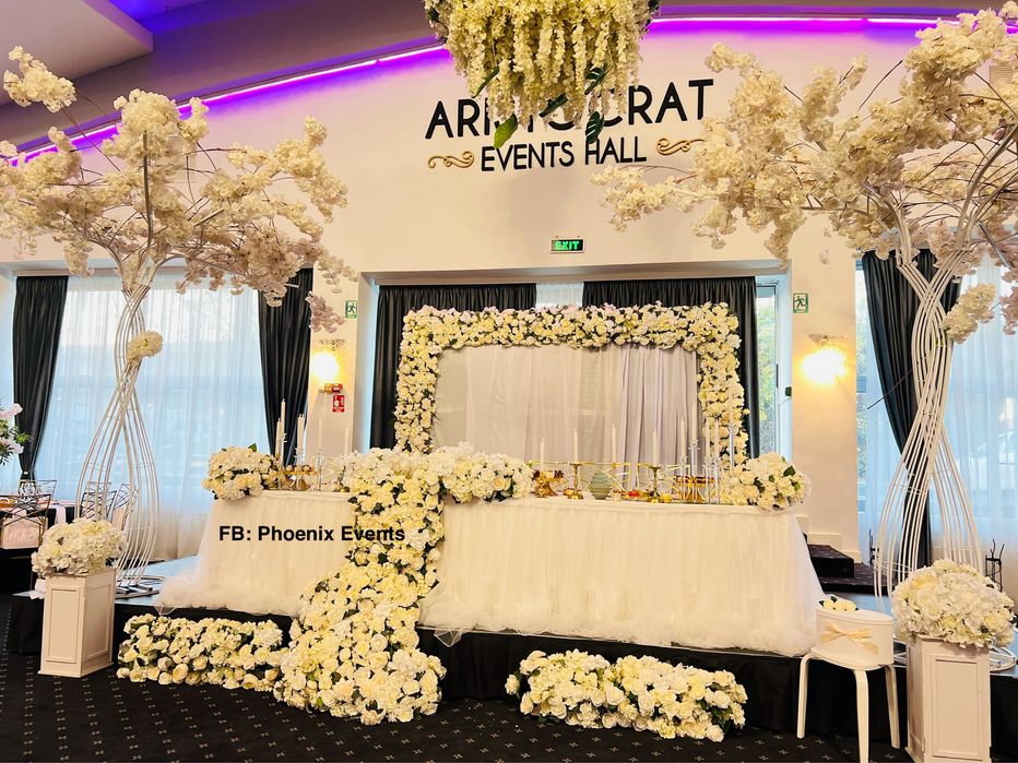 Aranjament floral prezidiu decor mese flori nunta botez cununie evenim