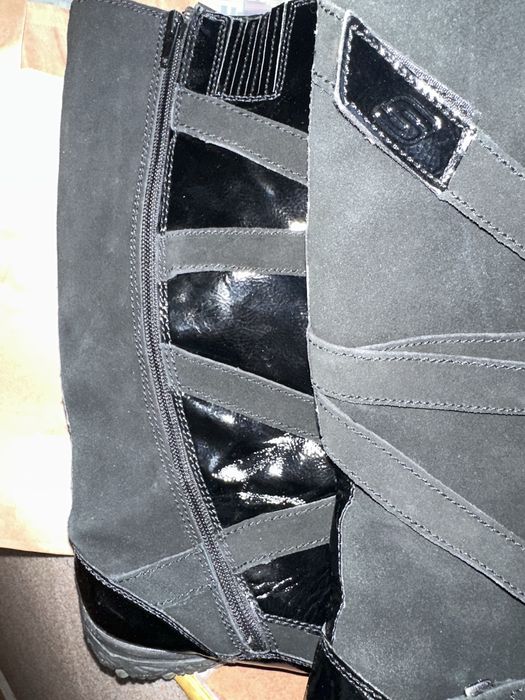 Ботуши ест.лак и велур-“Skechers”лимитирана серия