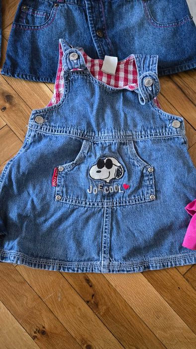 Лот дънкови роклички за момиченце, разм.1-2години и роклички с ягоди