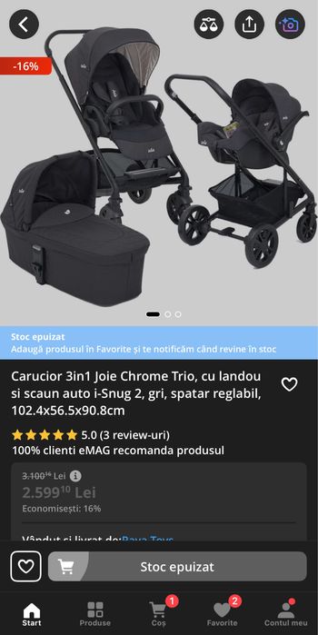 Carucior Joie Chrome trio