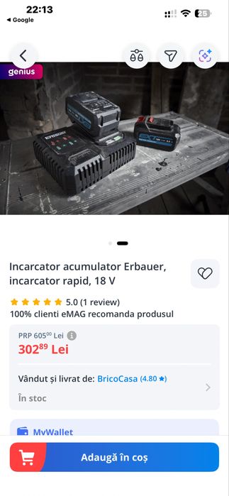 Incarcator acumulator Erbauer, incarcator rapid, 18 V