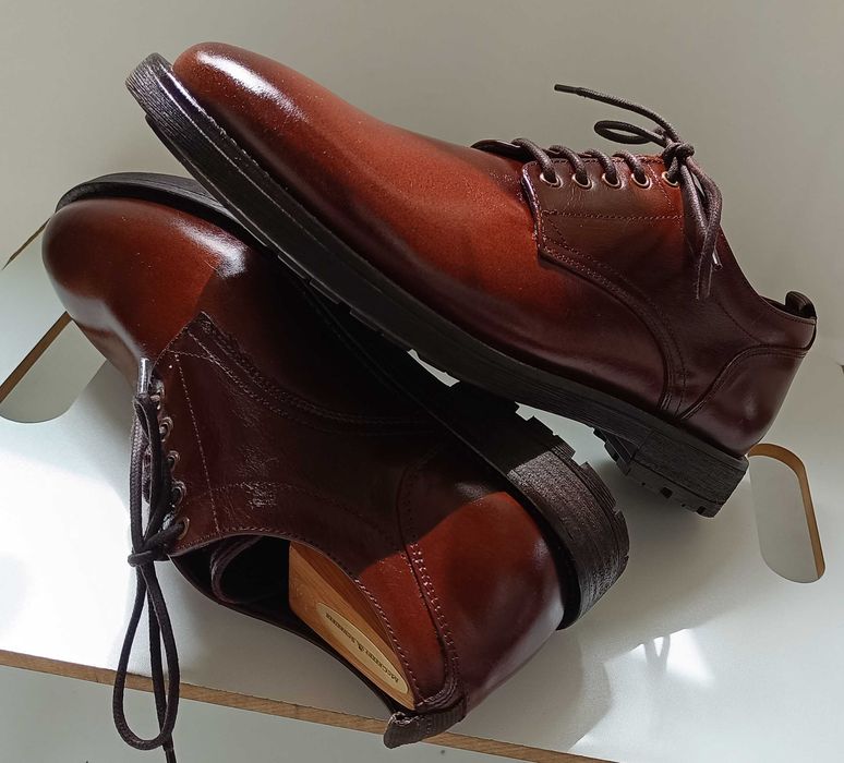 Pantofi derby 40 plain toe premium Minelli Paris NOI piele naturala