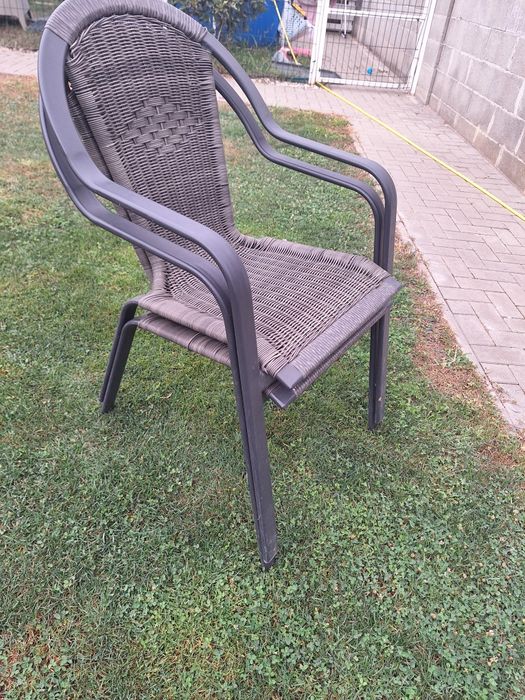 Set 4 scaune terasă / grădină – ratan sintetic și metal, stivuibile