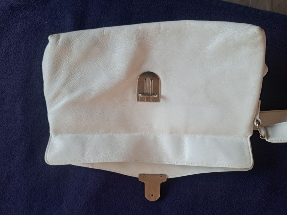 Чанта бяла естествена кожа Vittoria Mango, Italia