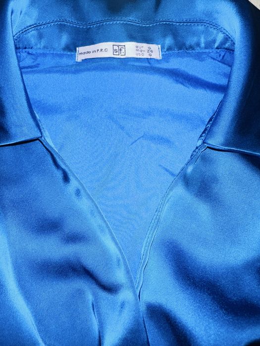 Платье синее атласное