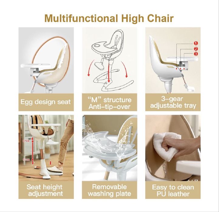 Scaun pentru Hranire Copii 3 in 1 hot mom 0-50kg