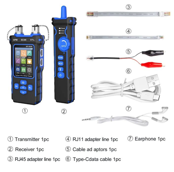 Noyafa NF-8508 Многофункциональный кабельный тестер для RJ11/45, POE