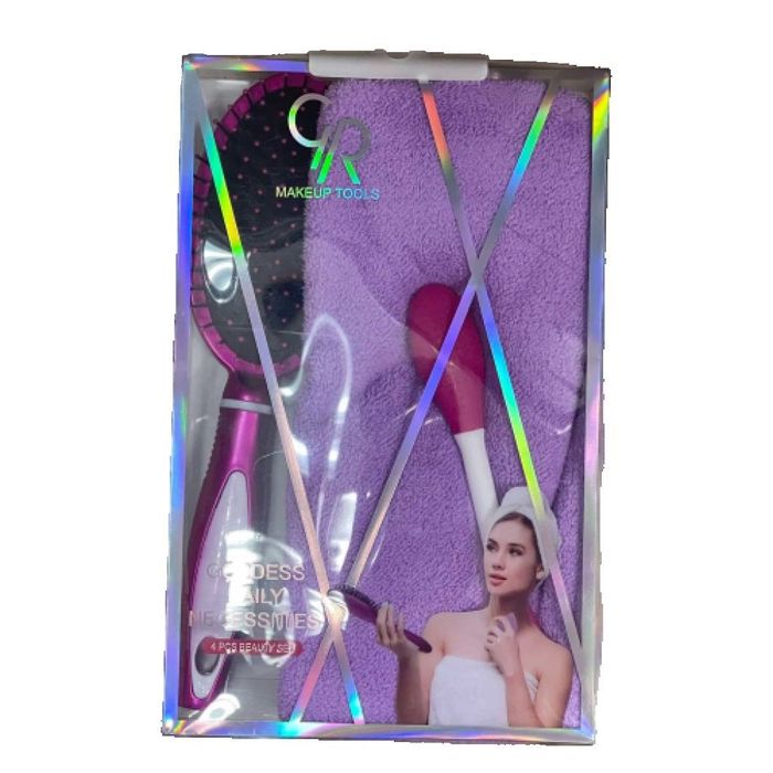 Комплект за красота четка за коса, гъба, кърпа за коса + четка за баня