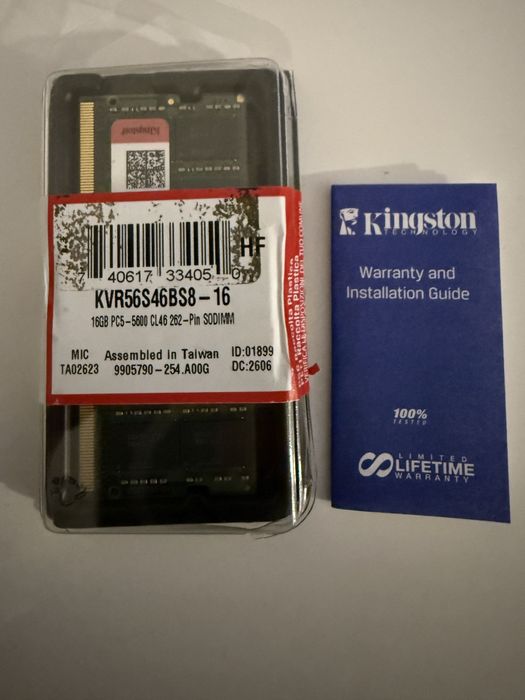 Memorie RAM Laptop Kingston, 16GB DDR5, 5600MT/s, CL46, GARANTIE EMAG 24 LUNI
