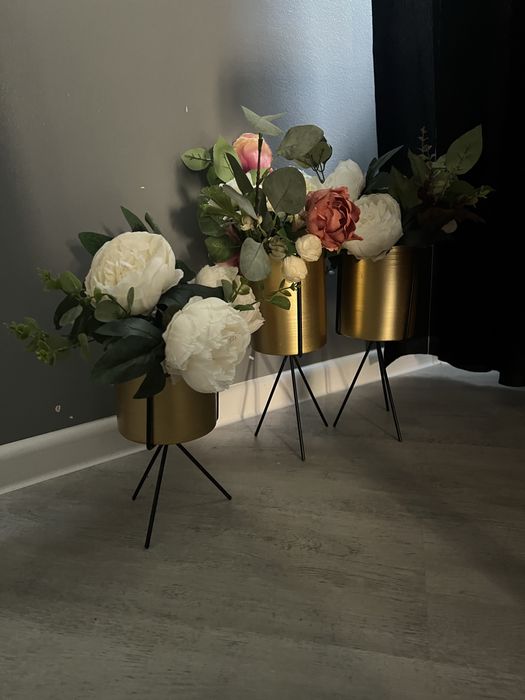 Set de 3 ghivece decorative aur