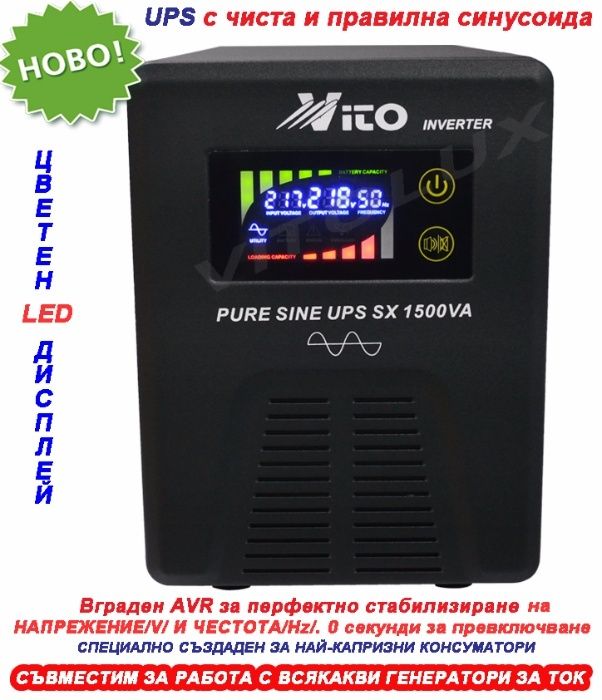 1500VA Инвертор за ток с ЧИСТА И ПРАВИЛНА СИНУСОИДА за Парно 24V/230V