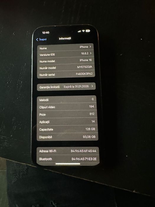 Vand iphone 16 128gb 99viata la baterie teleofnul e in garanatie