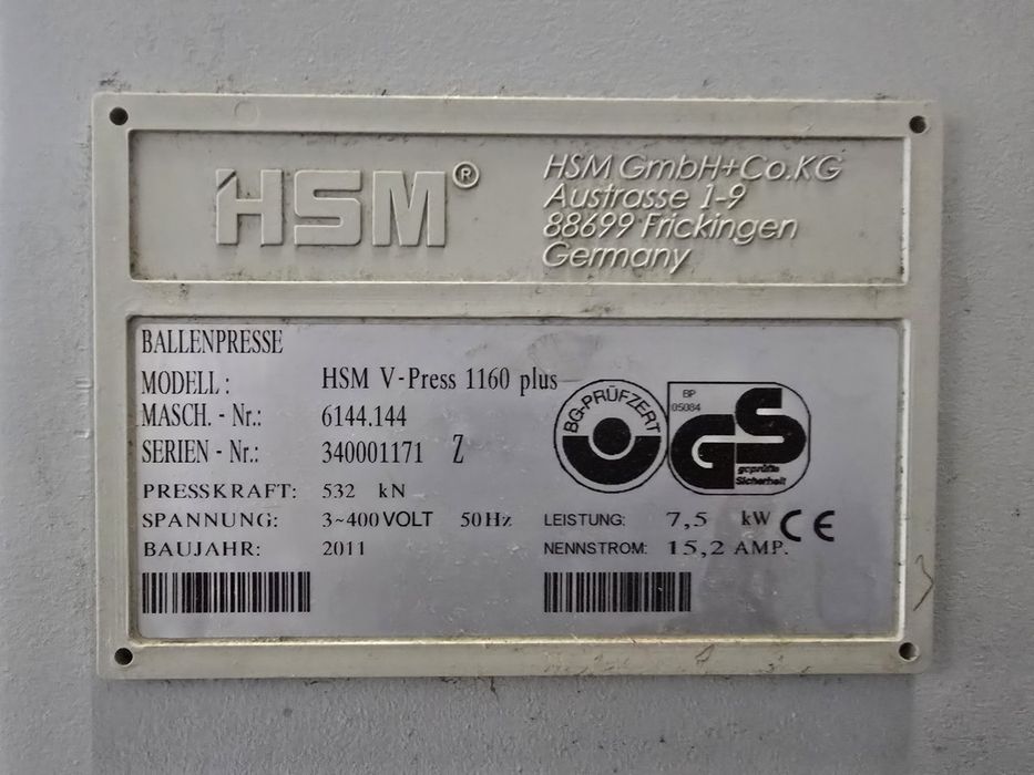 Преса за балиране на хартия, картон, пластмасово фолио HSM V - PRESS 1