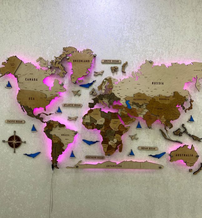 Деревянные карты мира