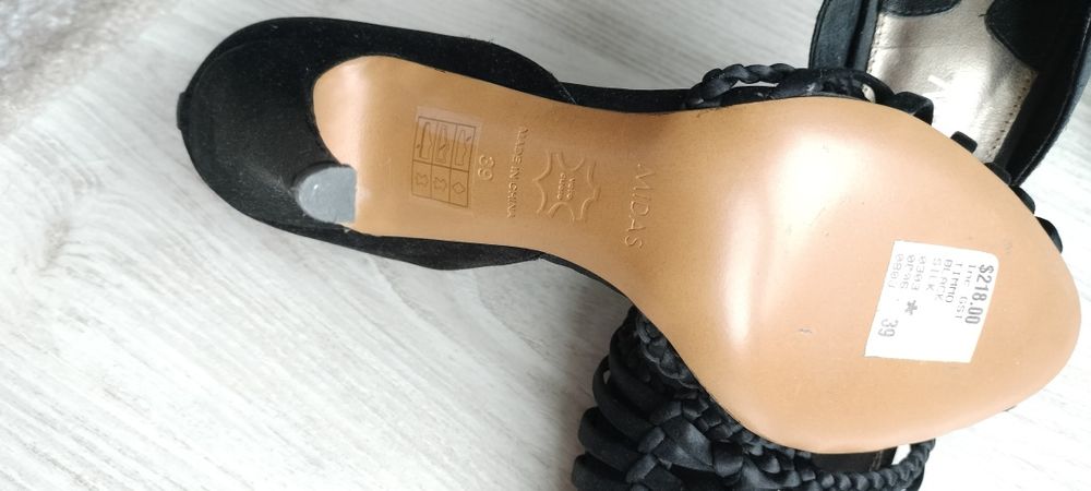 Sandale MIDAS, negru, piele și mătase