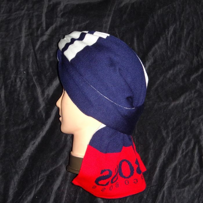 Set barbati fular fes 2 in 1 bumbac bleumarin alb rosu caciula unisex