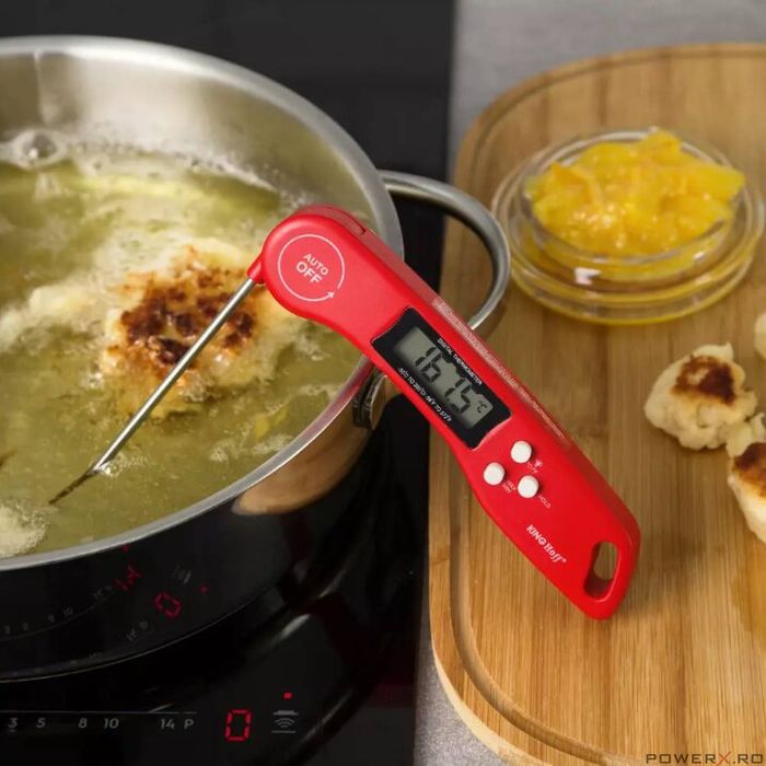 Termometru electronic de bucatarie, rosu, KingHoff