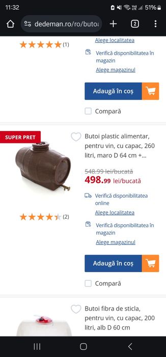 Butoaie pentru vin din plastic alimentar