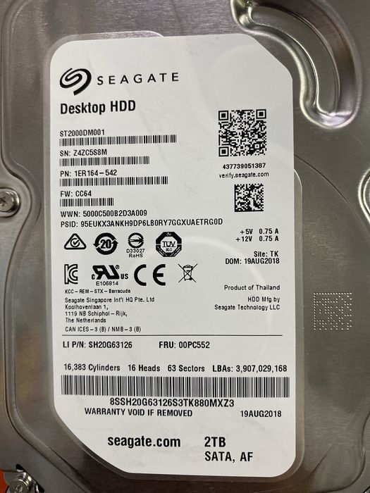 HDD Жостки диск на 2 тб