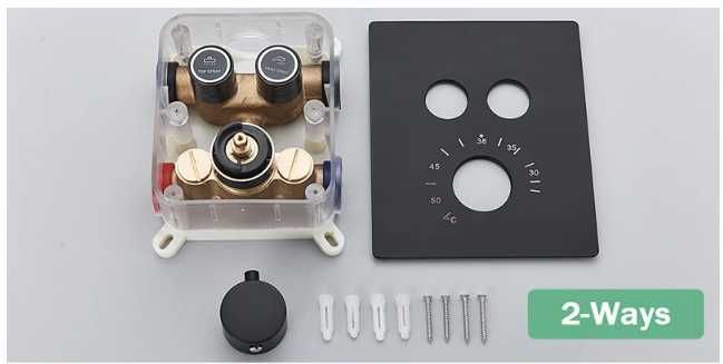 Baterie pentru dus incastrata termostatica cu 2 cai nikel periat