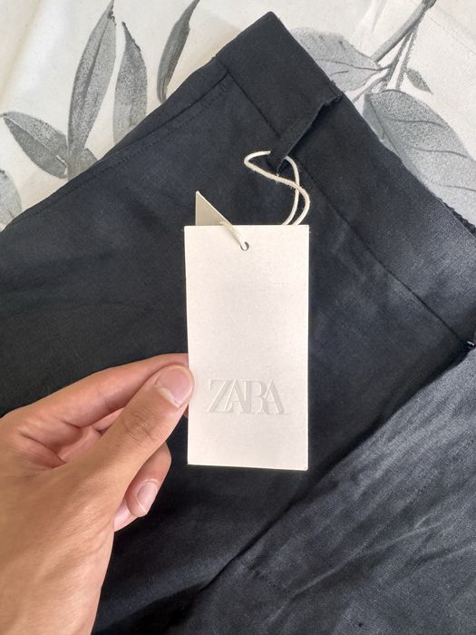 Льняные брюки Zara чёрного цвета